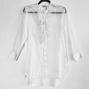 NWT sheer white cotton St. Roche poet shirtdress
